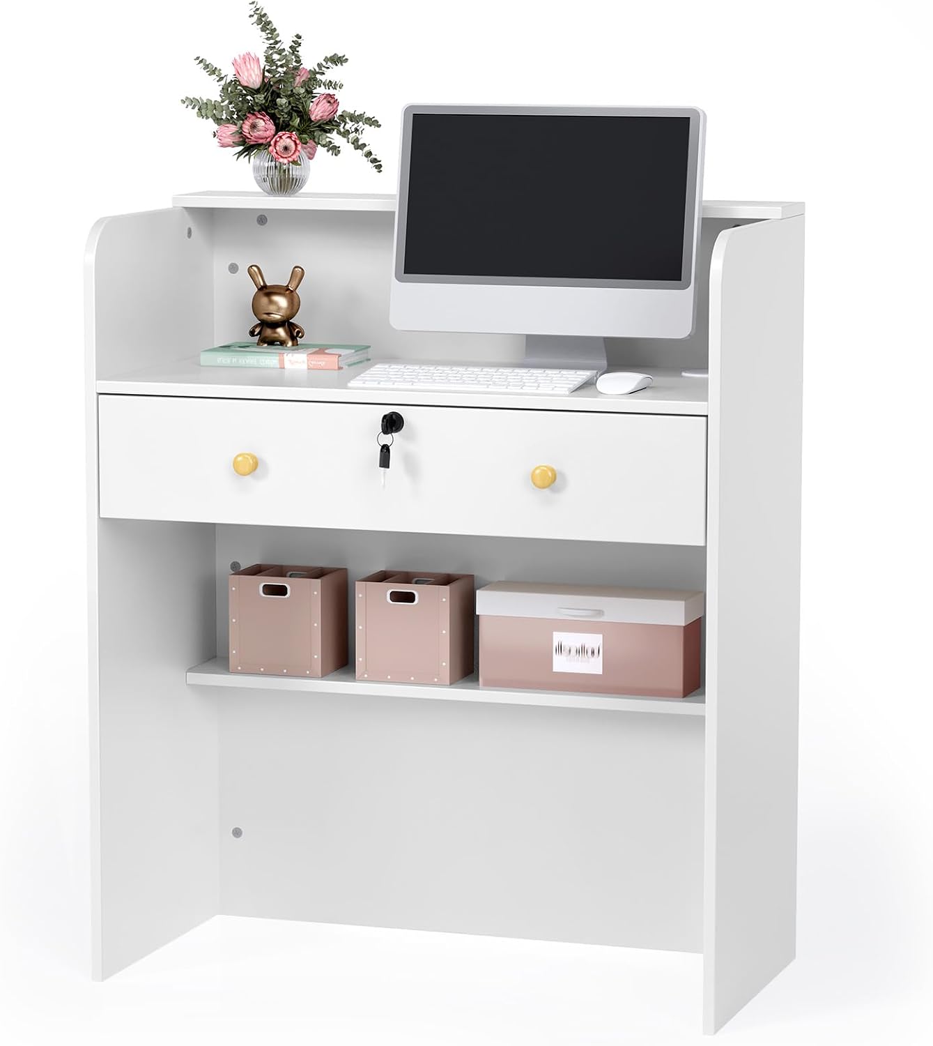 Compact Reception Desk, Lockable