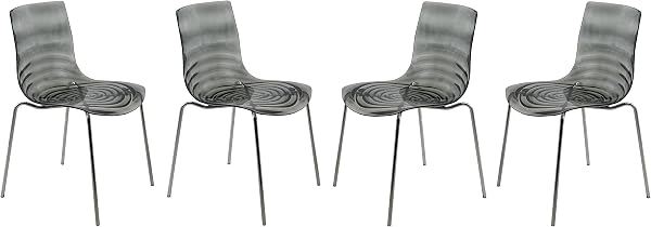 Smoke Ripple Acrylic Chairs (set of 4)