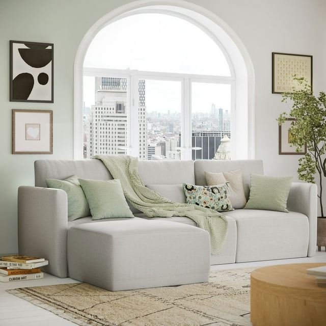 Modular Sectional with Ottoman, Taupe
