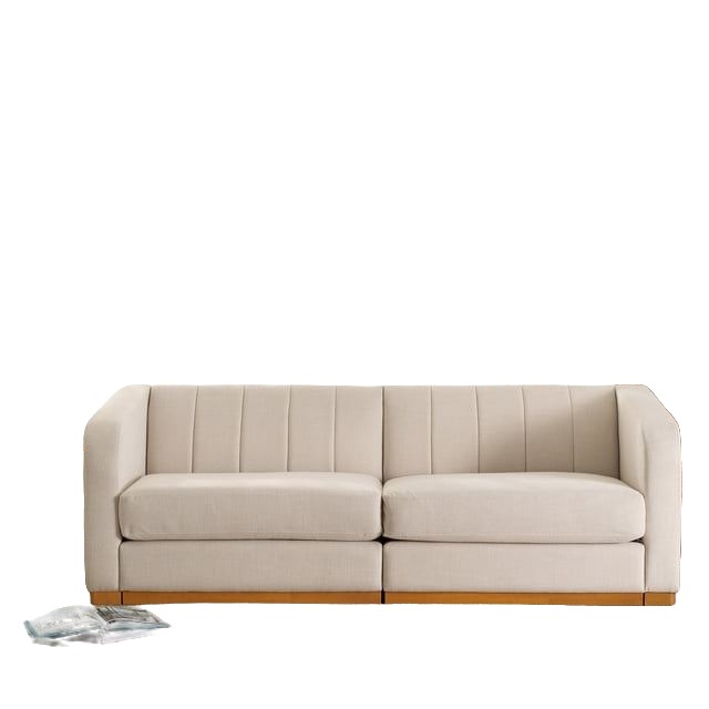 Channel-Tufted Sofa, Cream