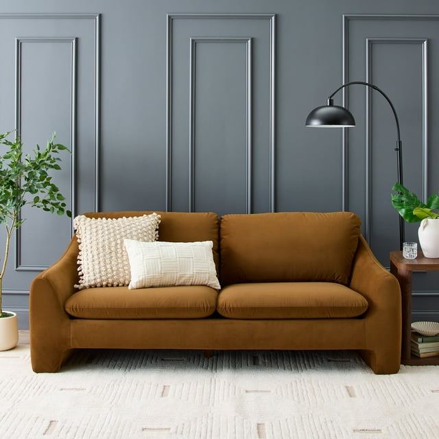 Ochre Velvet Sofa