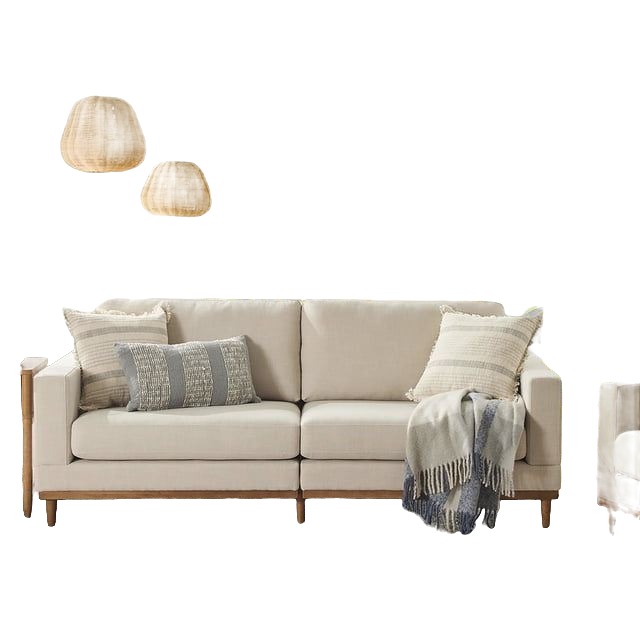 Wood-Frame Sofa, Cream Linen