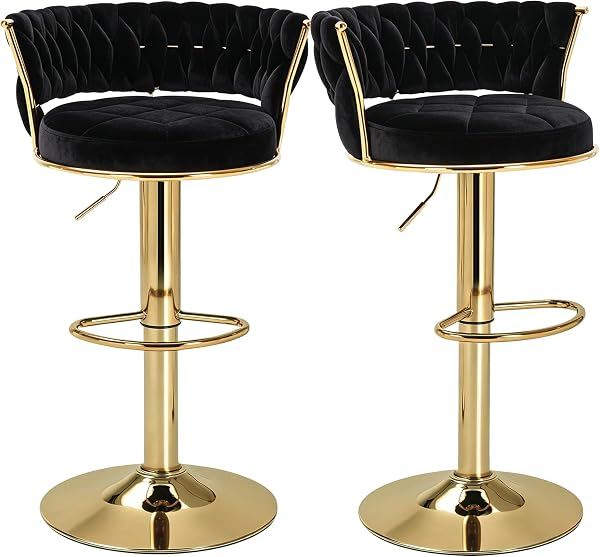 Velvet Swivel Counter Stools, Gold (pair)