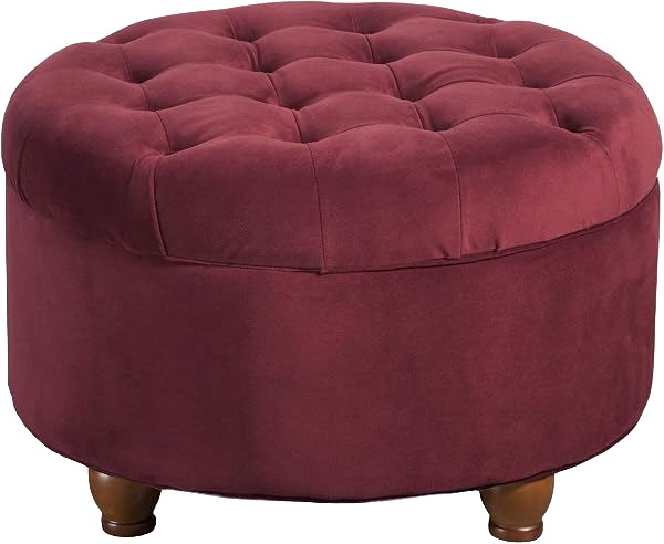 Tufted Storage Ottoman, Berry