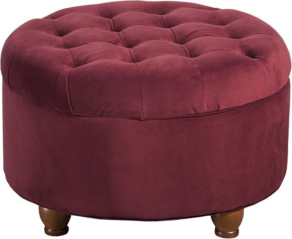 Tufted Storage Ottoman, Berry