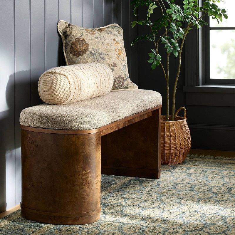 Burled Wood Bench, 43"