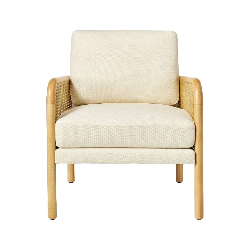 Cane-Back Accent Chair, Cream
