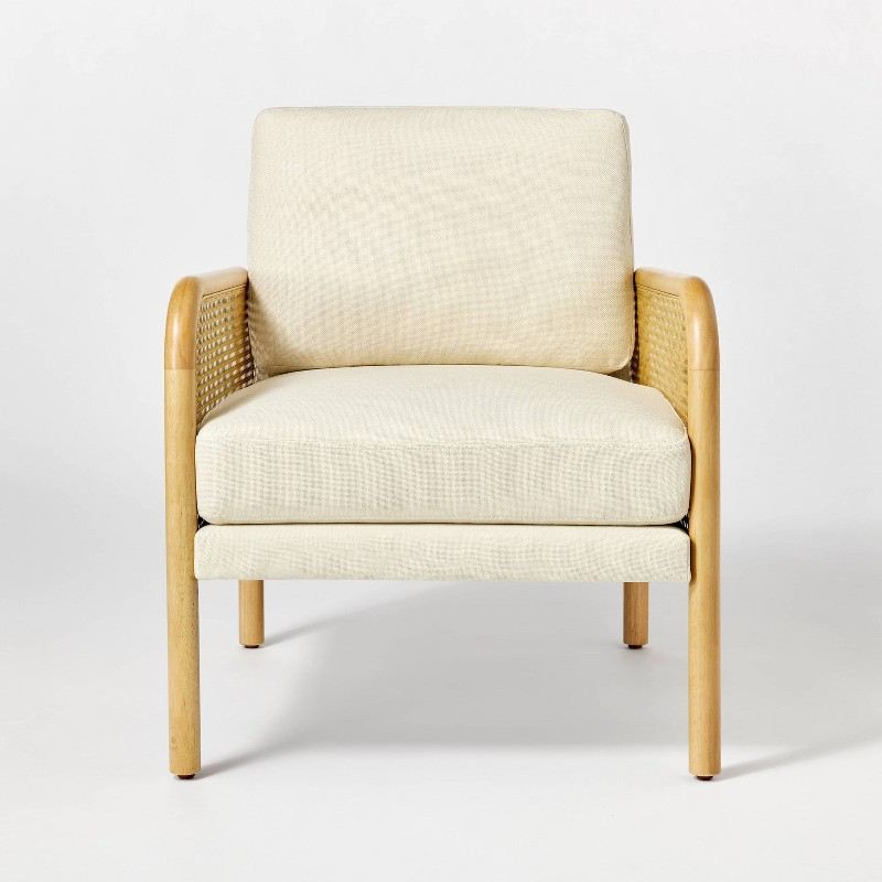 Cane-Back Accent Chair, Cream