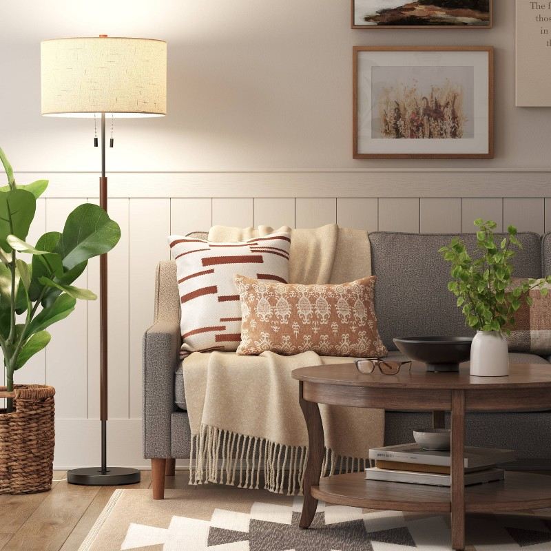 Wood & Metal Floor Lamp