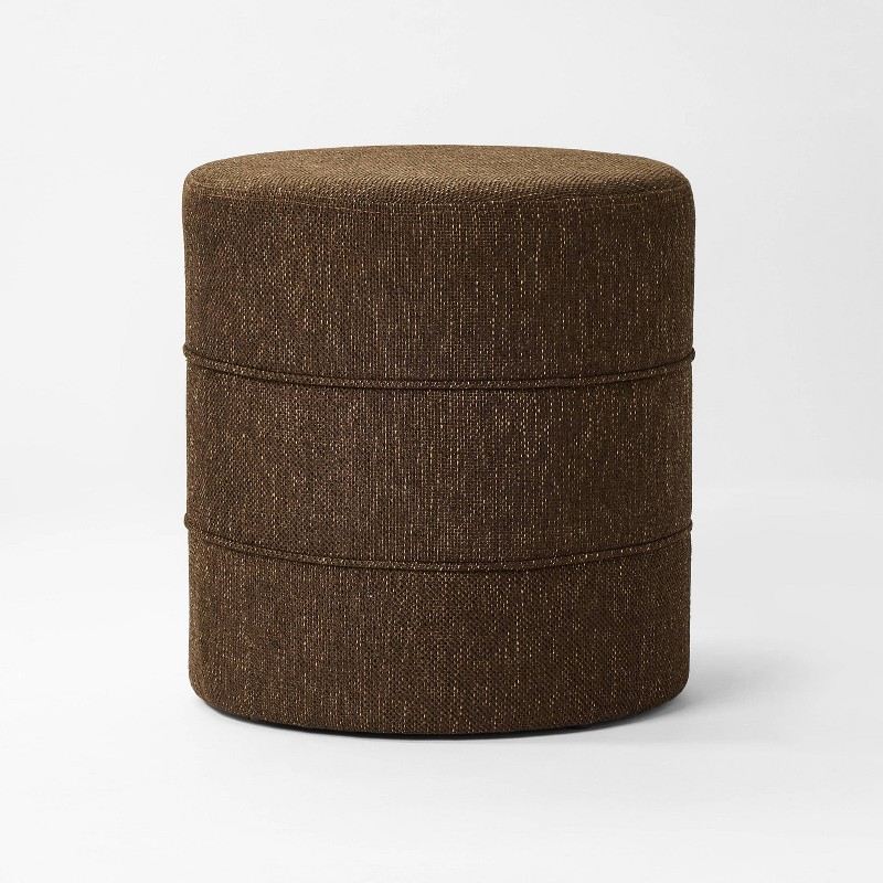 Round Leather-Look Ottoman