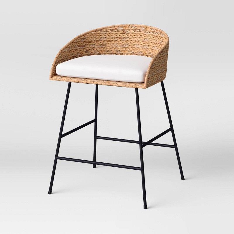 Wicker-Back Counter Stool