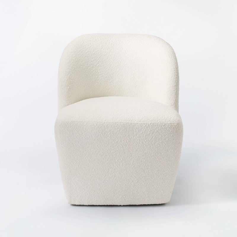 Cream Boucle Swivel Chair