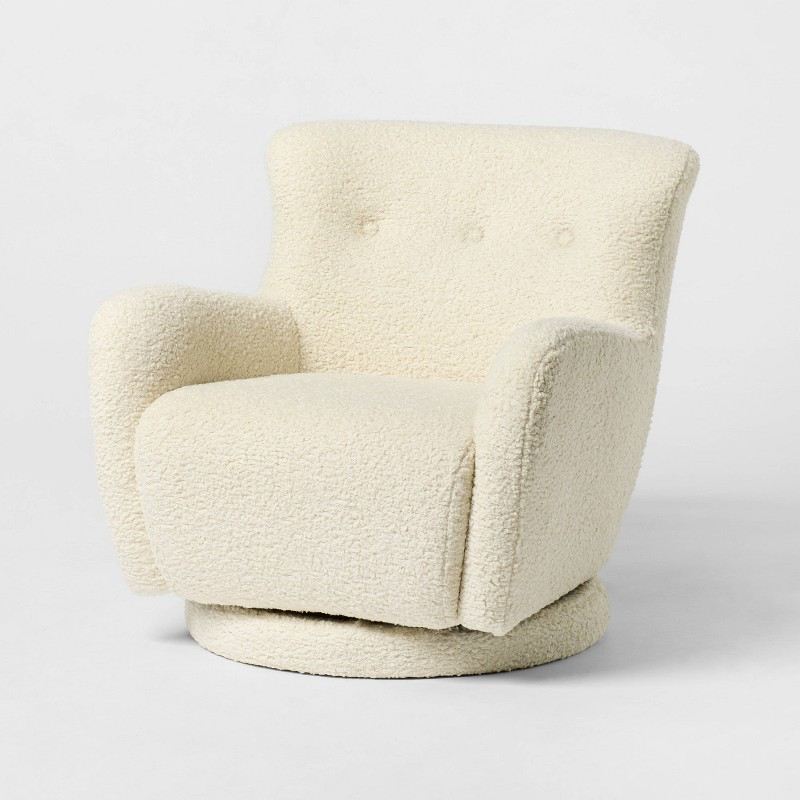 Low Swivel Lounge Chair, Cream