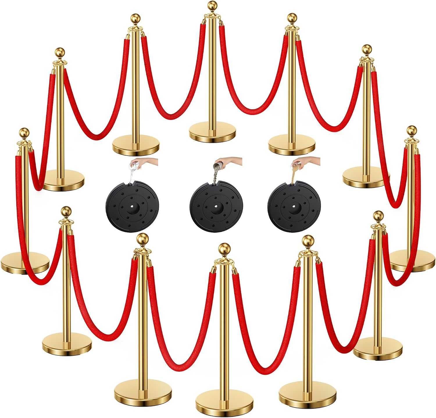 Velvet Rope Stanchions, Gold