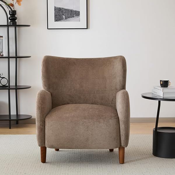 Velvet Wingback Club Chair, Camel