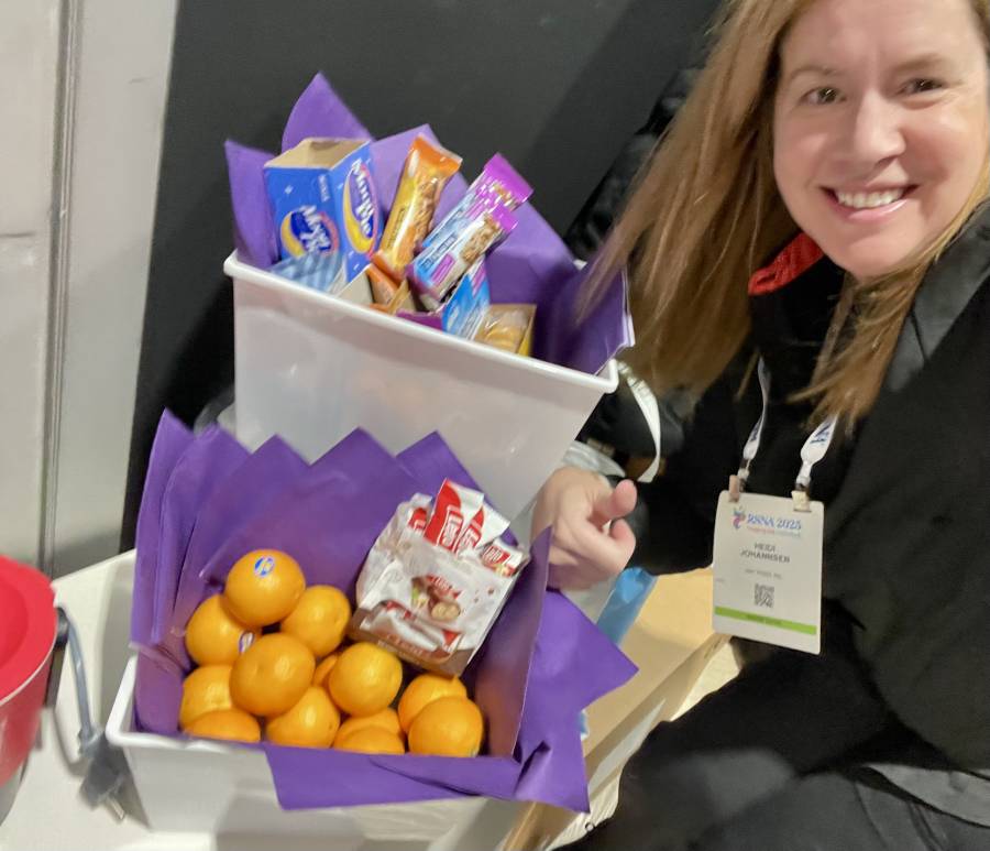 Hospitality and sampling at the ECORAY booth, RSNA 2025