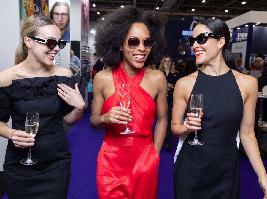 Brand specialist at an eyewear exhibit