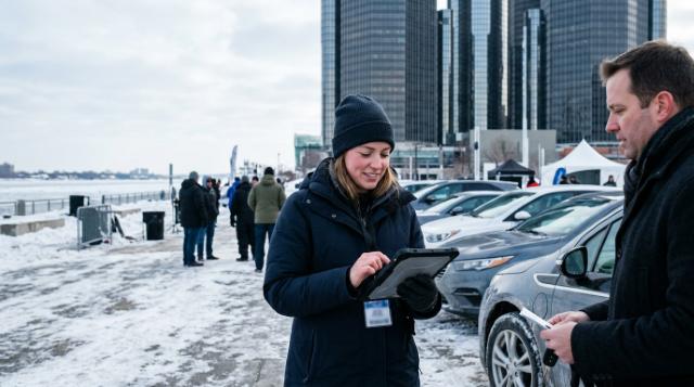 Ride-and-drive staff in Detroit